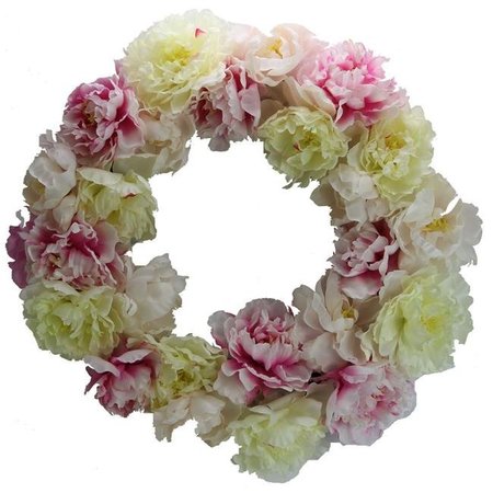 ADLMIRED BY NATURE Admired by Nature ABN1W001-NTRL Artificial 24 in. Peony Wreath - Multi Color ABN1W001-NTRL